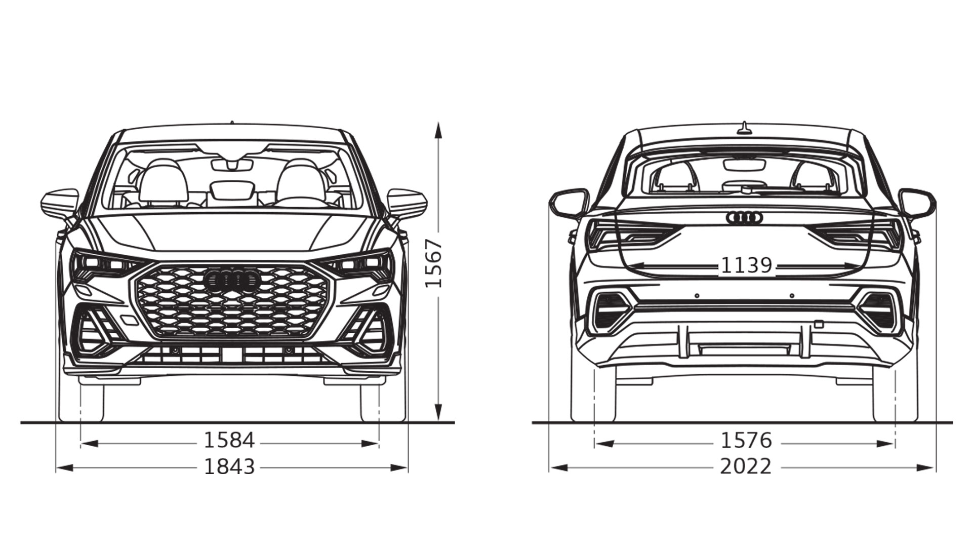 Dimensions > Q3 Sportback > Q3 > Audi Thailand